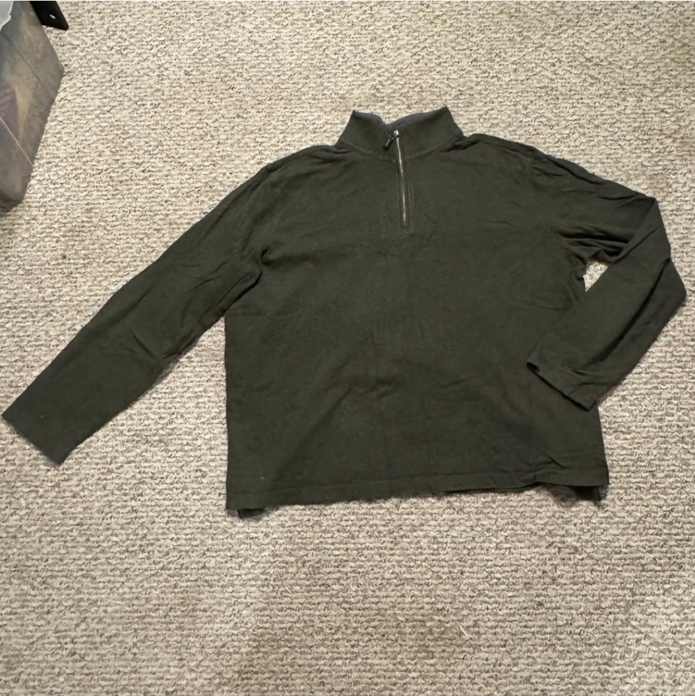 L.L. Bean Heather Green Quarter Zip Pullover Men’s Size XXL 100% Cotton Hike EUC